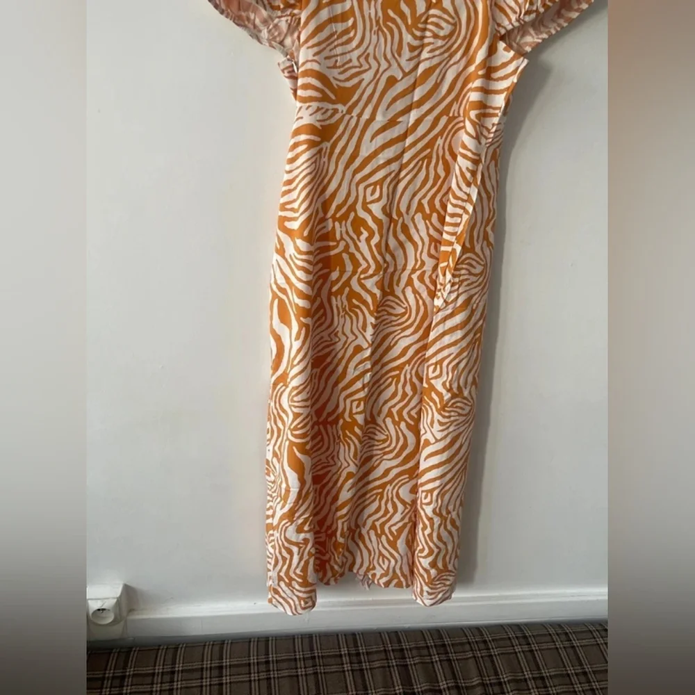 Kids Orange Zebra-Print Puff Sleeve Top
